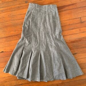 Vintage Gray Wool Pleated Skirt